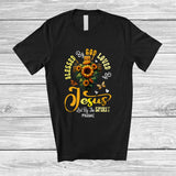 MacnyStore - Personalized Custom Name Blessed by God Loved by Jesus; Joyful Mother's Day Sunflower Cross T-Shirt