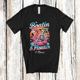 MacnyStore - Personalized Custom Name Boatin And Floatin; Joyful Summer Vacation Skeleton On Flamingo Float T-Shirt