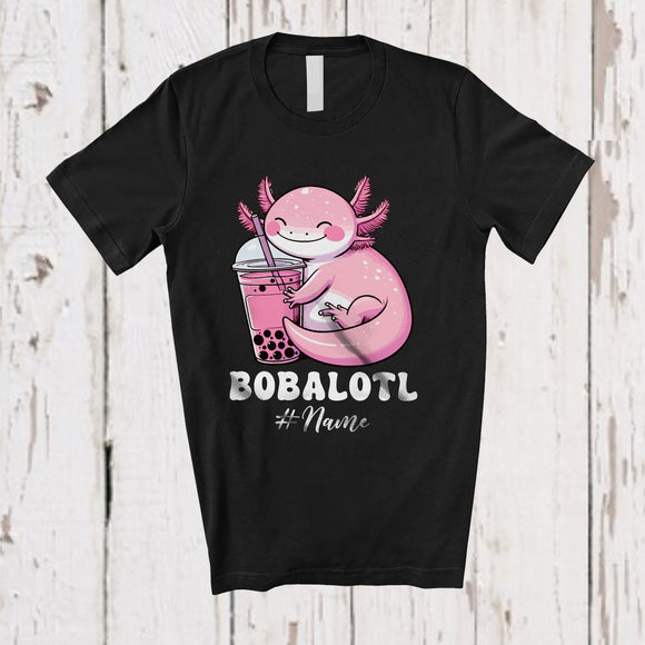 MacnyStore - Personalized Custom Name Bobalotl; Adorable Kawaii Axolotls Milk Tea Girl Lover; Family T-Shirt