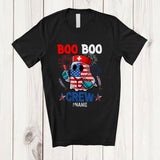 MacnyStore - Personalized Custom Name Boo Boo Crew; Awesome 4th Of July Halloween US Flag Boo Nurse T-Shirt