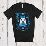MacnyStore - Personalized Custom Name Boo Ghost Blue Ribbon; Lovely Halloween Diabetes Preppy Flowers T-Shirt