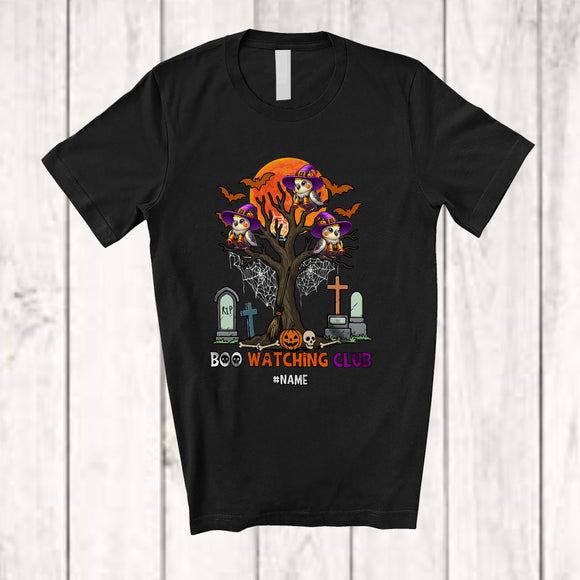 MacnyStore - Personalized Custom Name Boo Watching Club; Scary Halloween Cockatiel Witch On Tree; Bird Lover T-Shirt