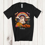 MacnyStore - Personalized Custom Name Boo; Adorable Halloween Ghost Camping Lover Flowers; Rainbow T-Shirt