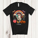 MacnyStore - Personalized Custom Name Boo; Adorable Halloween Ghost Surfing Lover Flowers; Rainbow T-Shirt