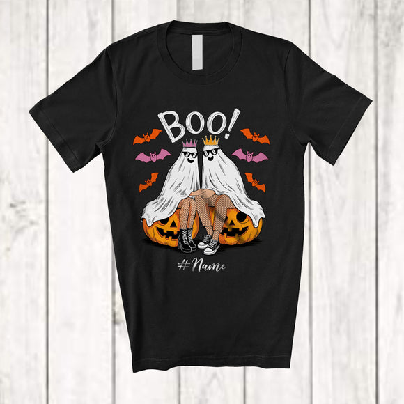 MacnyStore - Personalized Custom Name Boo; Humorous Halloween Cosplay Couple Men Boo Ghost Pumpkin T-Shirt