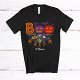 MacnyStore - Personalized Custom Name Boo; Scary Halloween Costume Carved Pumpkin Spider Lover T-Shirt