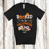 MacnyStore - Personalized Custom Name Booked For The Halloween; Scary Pumpkin Book Nerd Librarian Teacher T-Shirt