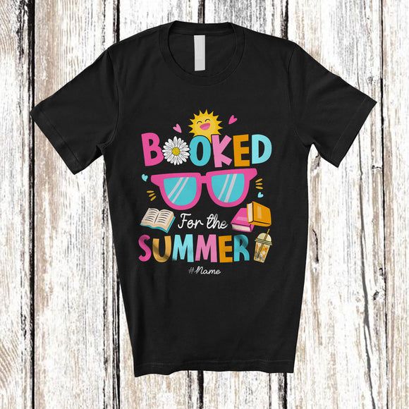 MacnyStore - Personalized Custom Name Booked For The Summer; Joyful Book Nerd Librarian Teacher T-Shirt