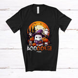MacnyStore - Personalized Custom Name Booooks; Lovely Halloween Ghost Boo Reading Books Nerd; Librarian T-Shirt