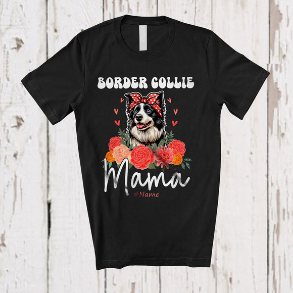 MacnyStore - Personalized Custom Name Border Collie Mama; Adorable Mother's Day Flowers Bandana; Family T-Shirt