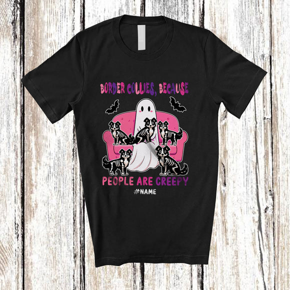 MacnyStore - Personalized Custom Name Border Collies Because People Creepy; Lovely Halloween Ghost Boo T-Shirt