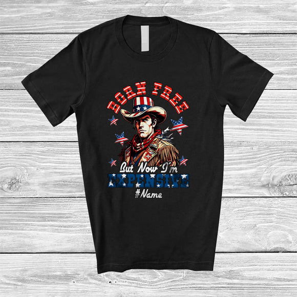 MacnyStore - Personalized Custom Name Born Free But I'm Expensive; Amazing 4th Of July US Flag Men; Patriotic T-Shirt