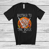 MacnyStore - Personalized Custom Name Brother To The Bone; Scary Halloween Moon Skeleton Hand; Family T-Shirt