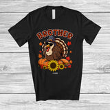 MacnyStore - Personalized Custom Name Brother; Lovely Thanksgiving Plaid Turkey Pumpkin Sunflower; Family T-Shirt
