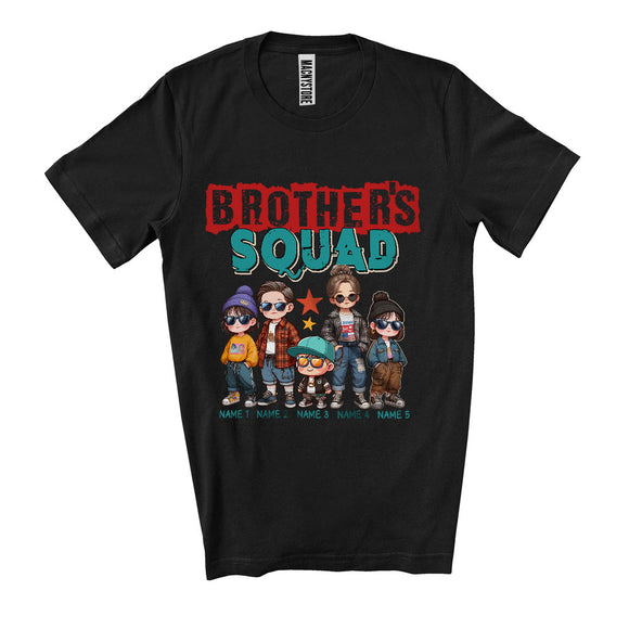 MacnyStore - Personalized Custom Name Brother's Squad, Amazing Father's Day Vintage, Family Group T-Shirt