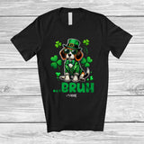 MacnyStore - Personalized Custom Name Bruh Beagle; Joyful St. Patrick's Day Beagle Leprechaun Shamrocks T-Shirt