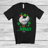 MacnyStore - Personalized Custom Name Bruh Chicken; Joyful St. Patrick's Day Chicken Leprechaun Shamrocks T-Shirt