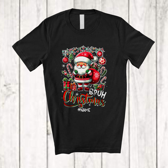 MacnyStore - Personalized Custom Name Bruh Christmas; Adorable X-mas Snowing Ornament Santa T-Shirt