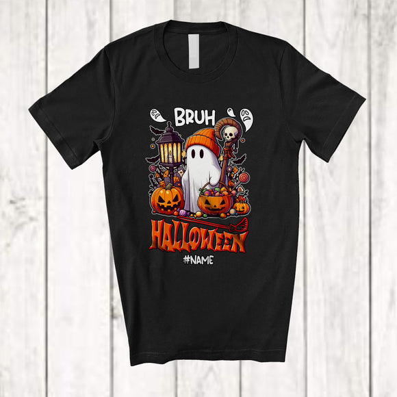 MacnyStore - Personalized Custom Name Bruh Halloween; Humorous Boo Ghost Treat Candy; Family T-Shirt
