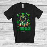 MacnyStore - Personalized Custom Name Bruh Pug; Joyful St. Patrick's Day Pug Leprechaun Shamrocks T-Shirt