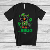 MacnyStore - Personalized Custom Name Bruh; Joyful St. Patrick's Day Dachshund Leprechaun Shamrocks T-Shirt