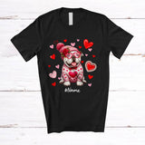 MacnyStore - Personalized Custom Name Bulldog Heart Sunglasses; Lovely Valentine Hearts; Family T-Shirt