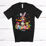 MacnyStore - Personalized Custom Name Bunny Beagle Painting Easter Eggs; Lovely Easter Family T-Shirt