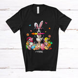 MacnyStore - Personalized Custom Name Bunny Border Collie Painting Easter Eggs; Lovely Easter Family T-Shirt