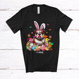 MacnyStore - Personalized Custom Name Bunny Bulldog Painting Easter Eggs; Lovely Easter Family T-Shirt