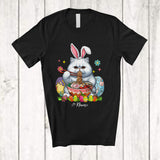MacnyStore - Personalized Custom Name Bunny Cat Eating Ramen Noodles; Lovely Easter Eggs Japanese T-Shirt