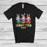 MacnyStore - Personalized Custom Name Bunny Corn; Joyful Easter Three Bunny Unicorns In Easter Eggs; Leopard T-Shirt