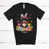 MacnyStore - Personalized Custom Name Bunny French Bulldog Painting Easter Eggs; Lovely Easter Family T-Shirt