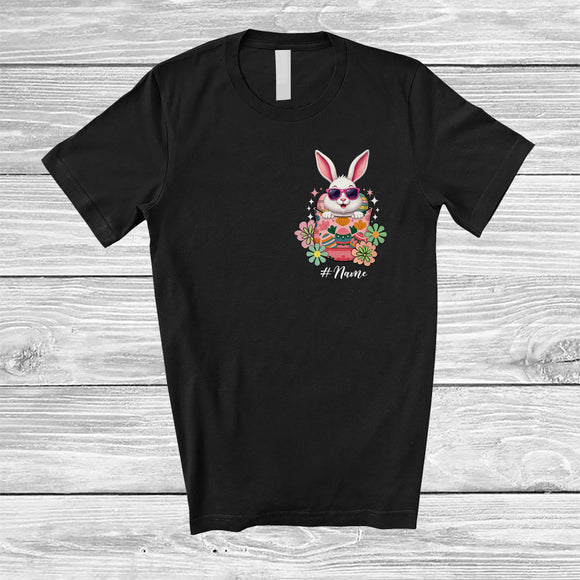 MacnyStore - Personalized Custom Name Bunny In Flowers Pocket; Lovely Easter Bunny Sunglasses; Egg Hunt T-Shirt