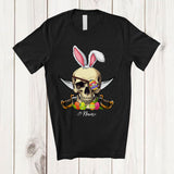MacnyStore - Personalized Custom Name Bunny Pirate Skull; Amazing Easter Egg Basket Hunt; Family T-Shirt