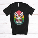 MacnyStore - Personalized Custom Name Bunny With Leopard Sunglasses Bandana; Lovely Easter Eggs Retro T-Shirt
