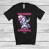 MacnyStore - Personalized Custom Name CNA Nurse Are Wonderful; Adorable Dabbing Unicorn Nursing Magical T-Shirt