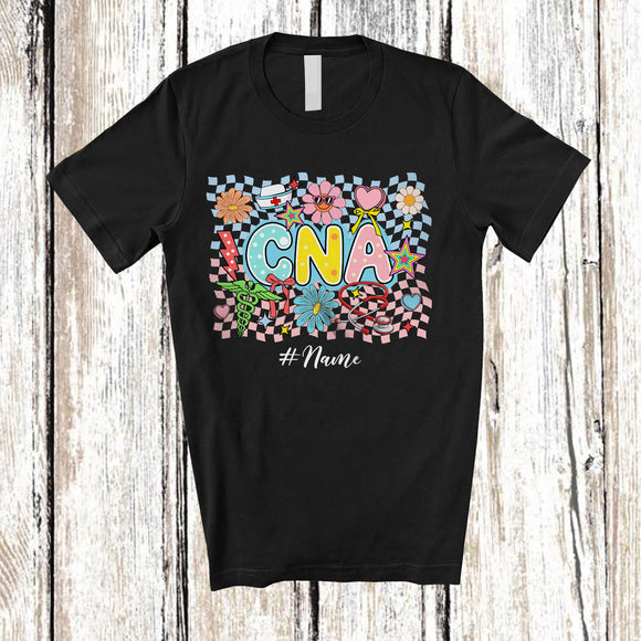 MacnyStore - Personalized Custom Name CNA; Lovely Back To School Flowers Coquette Nurse Nursing T-Shirt