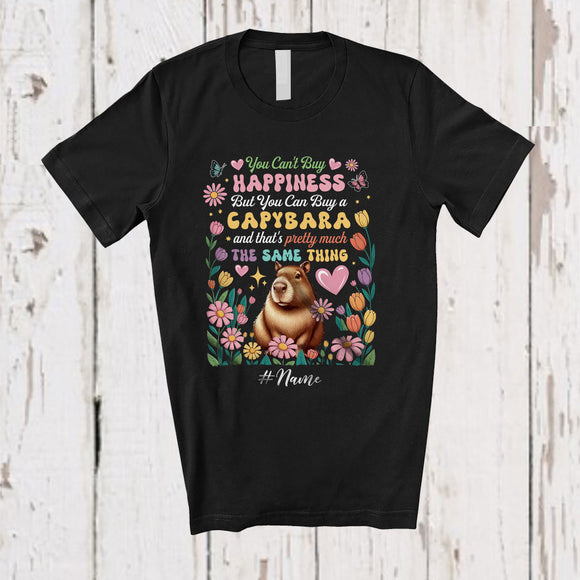 MacnyStore - Personalized Custom Name Can't Buy Happiness But Can Buy A Capybara; Lovely Floral Animal T-Shirt
