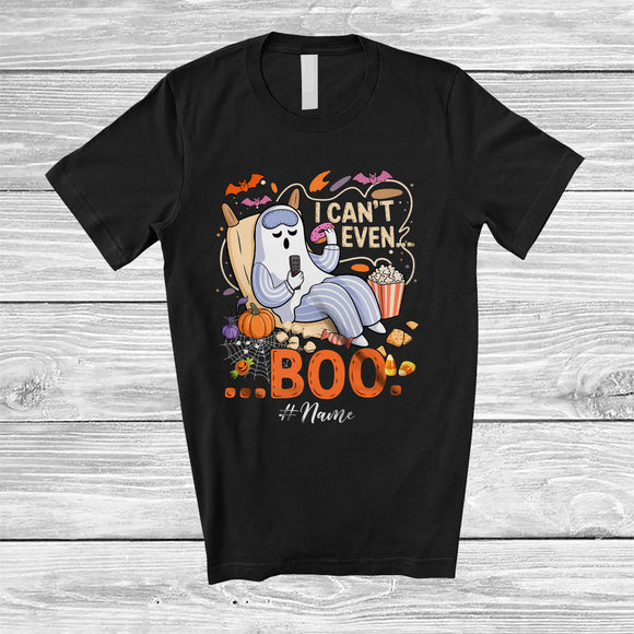 MacnyStore - Personalized Custom Name Can't Even Boo; Humorous Halloween Tired To Boo Ghost Donut T-Shirt