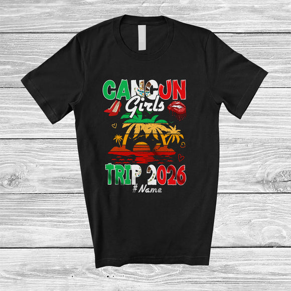 MacnyStore - Personalized Custom Name Cancun Girls Trip 2026; Humorous Summer Vacation Vintage Beach T-Shirt