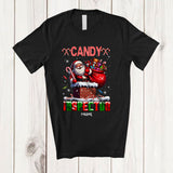 MacnyStore - Personalized Custom Name Candy Inspector; Adorable Christmas Santa Presents Candy Cane T-Shirt