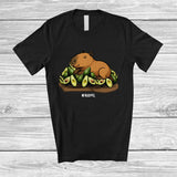MacnyStore - Personalized Custom Name Capybara on Avocados; Adorable Capybara Vegan Fruit Lover T-Shirt