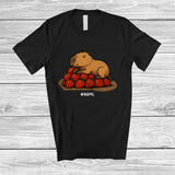 MacnyStore - Personalized Custom Name Capybara on Strawberries; Adorable Capybara Vegan Fruit Lover T-Shirt