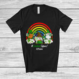 MacnyStore - Personalized Custom Name Cashier Squad; Joyful St. Patrick's Day Three Gnomes; Rainbow T-Shirt