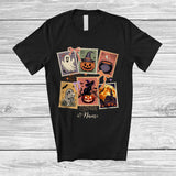 MacnyStore - Personalized Custom Name Cat Boo Ghost Pumpkin Collection; Humorous Halloween Witch Skeleton T-Shirt