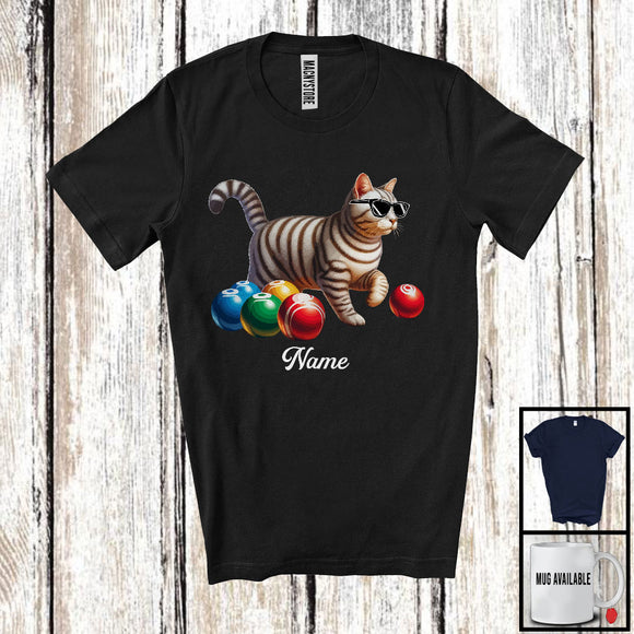MacnyStore - Personalized Custom Name Kitten Playing Bocce Ball, Humorous Kitten Sport Player, Matching Team T-Shirt