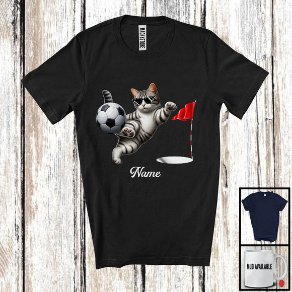 MacnyStore - Personalized Custom Name Kitten Playing Footgolf, Humorous Kitten Sport Player, Matching Team T-Shirt