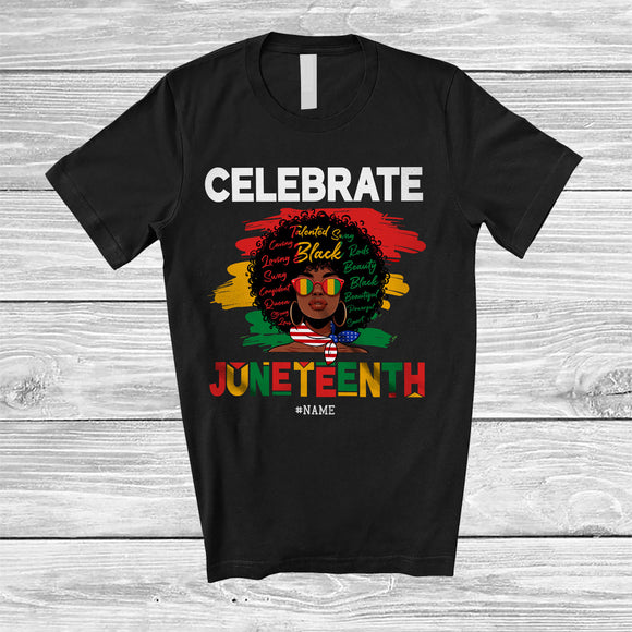 MacnyStore - Personalized Custom Name Celebrate Juneteenth; Proud Afro Black African American Women; Family T-Shirt