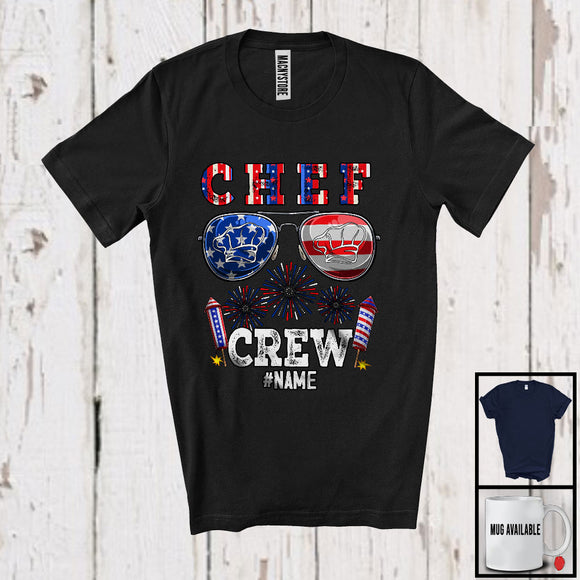 MacnyStore - Personalized Custom Name Chef Crew, Joyful 4th Of July USA Sunglasses, Careers Patriotic T-Shirt
