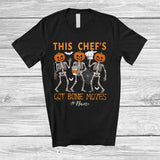 MacnyStore - Personalized Custom Name Chef's Got Bone Moves; Joyful Halloween Pumpkin Skeletons T-Shirt
